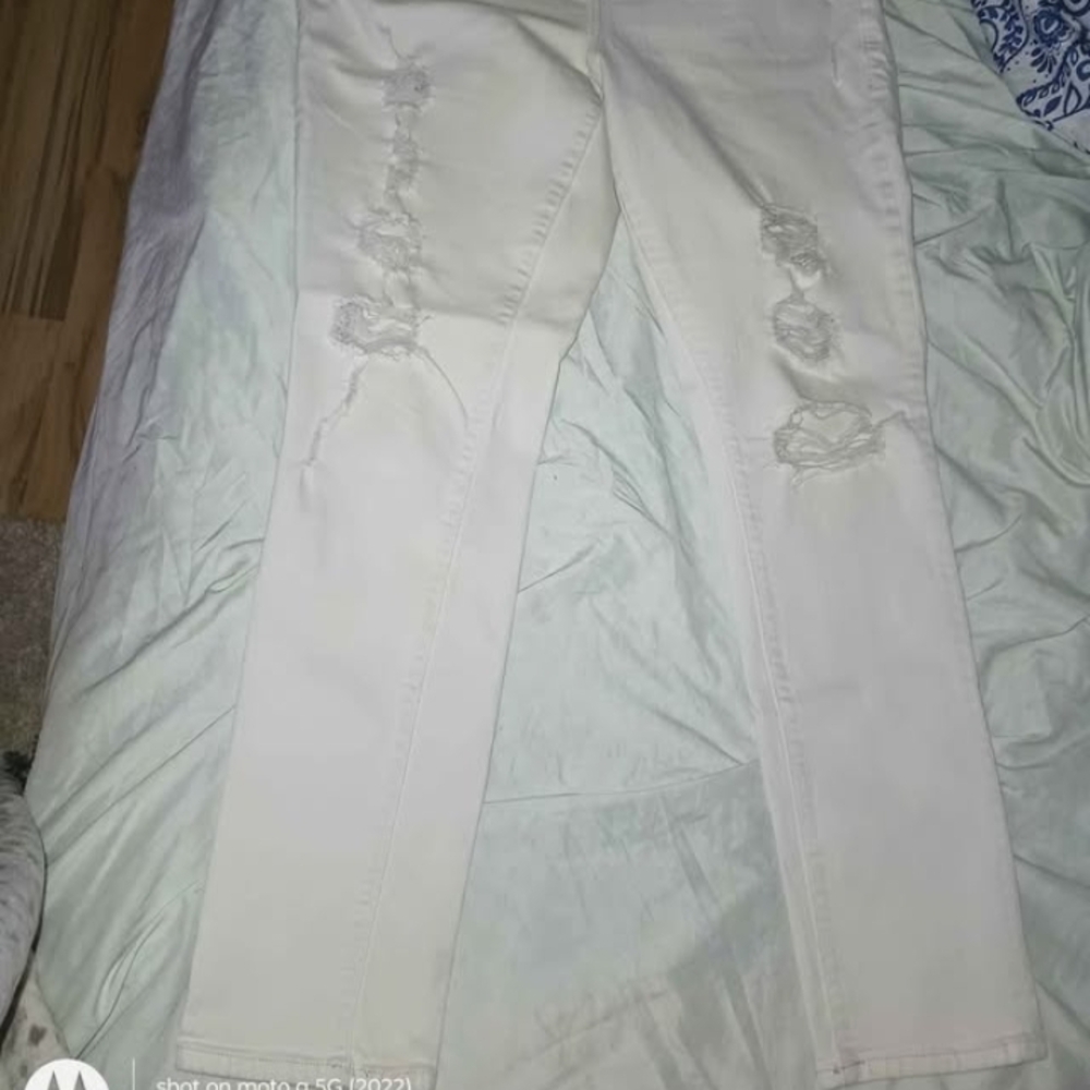 Torrid White Distressed Straight Leg Jeans
